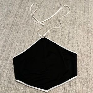 Princess Polly Black Halter Top with white details